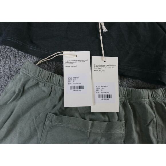 New Mate The Label Lot of 2 Womens 2XL Green Charcoal Tencel Sleep Short Organic - Picture 3 of 6